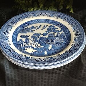 3 Willow Blue  Dinner Plates